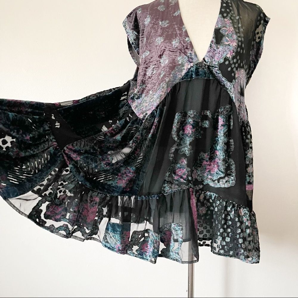 Free People Mended Scarves Velvet Mini Dress Purple XS NWOT View 4